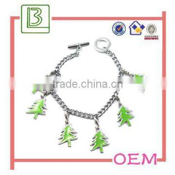 custom logo enamel promotional pendant charm link bracelet