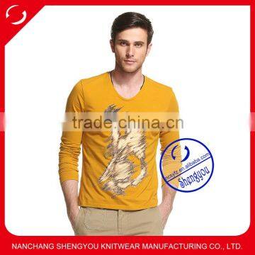 2015 China supplier custom long sleeve mens character printing t-shirt wholesale clothing