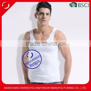 Custom wholesale 100% cotton blank mens fitness gym tank tops