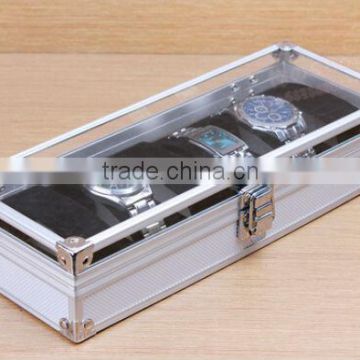 Transparent acrylic top aluminum 6 watch storage case ZYD-BX92710