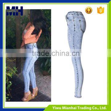 Europestyle in European Grand Women's High Waist Snowflakes Denm Pants Feet Pants Slim Pants photo-2