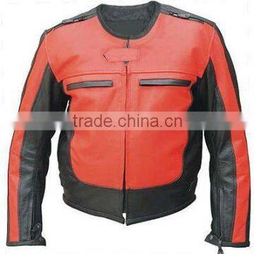 Mens Red Motorcycle Leather Jacket