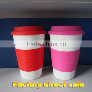 16oz Ceramic travel coffee cups with silicone lid