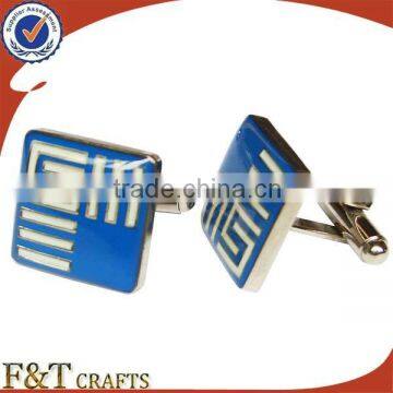 custom made metal square company logo cufflinks with epoxy