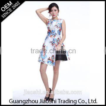 OEM Supply Western Dress Designs Sleeveless Printed Ladies Dress