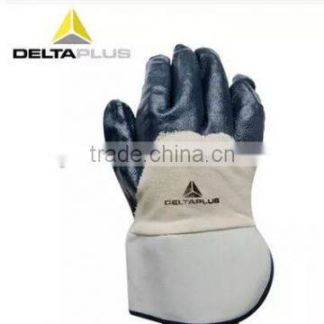 Deltaplus 6cm canvas safety cuff oilproof nitrile cotton jersey lining safety gloves
