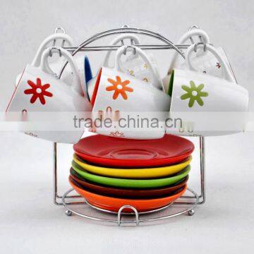 High quality expresso coffee cup and saucer with stand