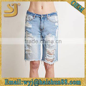 Distressed Bermuda Ladys fashion pants shorts,lady fashion shorts