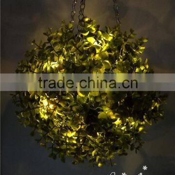 Professional & natural UV-resistance Artificial grass ball with LED light for indoor & outdoor decoration