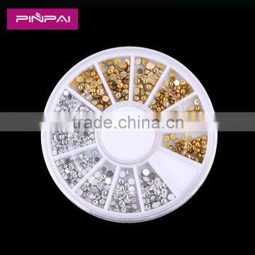 3D rivets nail art decoration flat back gold sliver half round studs on wheel