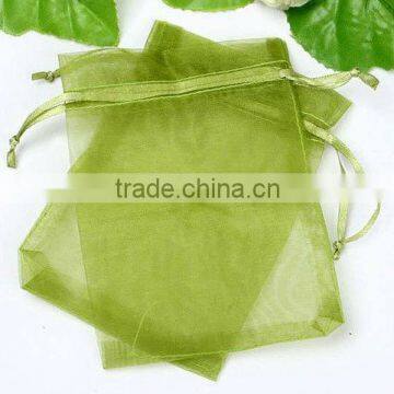 unique green organza candy bag with ribbon