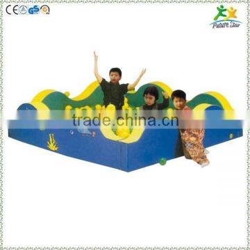 FS-SP-041J customized eco-friendly PVC & EPE & Wood kids square wave pool machine with sea-balls