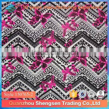 butterfly printed nylon lycra knitted swimwear fabric