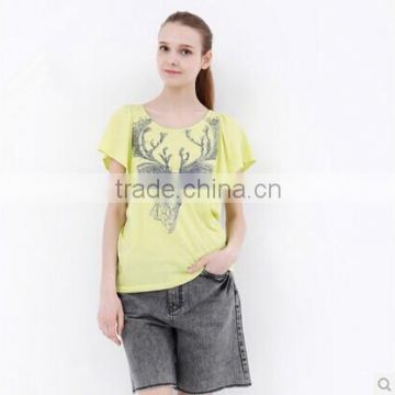 Casual Dress Clothing Wholesale Supplier Short Sleeve Pure Cotton Printed T-shirts Guangzhou Woman apparel