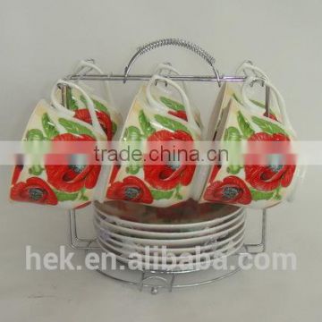 Flower design cup and saucer set