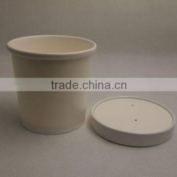 disposable 12oz white paper soup containers with lid take away