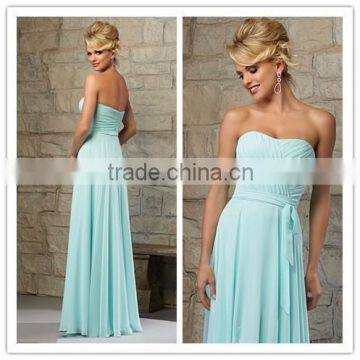 Latest dress designs for bridesmaid light blue long chiffon bridesmaid dress pattens 2015 ( BDAL-5007)