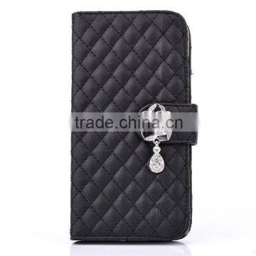 Diamonds pendant wallet leather case for Samsung S6 G9200
