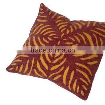 RTHCC- 86 Brown Yellow Hand Crafted Designer Applique Cut Work Cotton Kantha Stitch Cushion Covers Christmas Home Decor photo-3