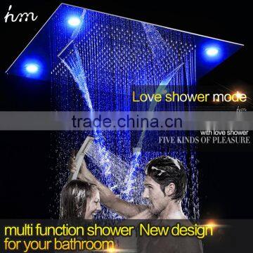 Newest Embeded Ceiling Mounted Rainfall Showerhead Faucet Shower Set, 304sus Multiple Function LED Mixer Shower Faucet photo-5