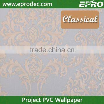 beautiful Damask vinyl project wall paper for home decoration