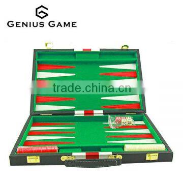 Classic red white backgammon in leather cage