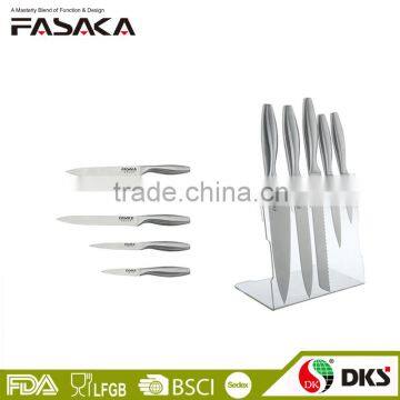 KA1030 6PCS New design with Hollow handle and Acrylic Stand Stainless Steel Sharp kitchen knife