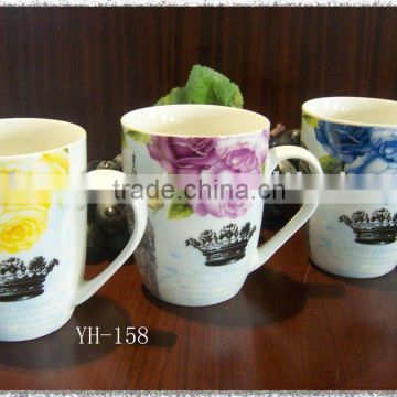 best selling porcealin flower decal printing mug.380ml mugs