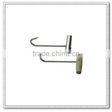 U218 Stainless Steel Short J Hook With Wood Handle