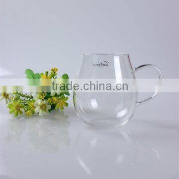 China New sale 2015 mouth blown heat-resistant borosilicate glass cup/bottle with handle