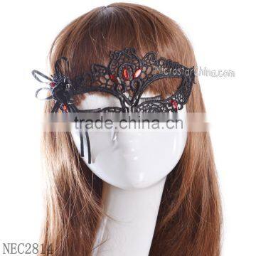 Vintage Flower Pattern Gem Pendant Latest Lace Party Mask