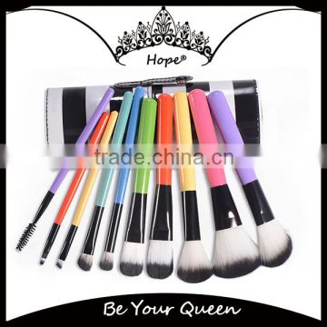 Candy Color Rainbow Cylinder Case 10pcs Makeup Brush Set