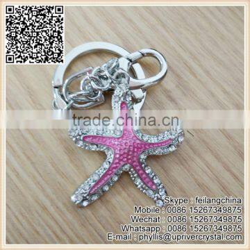 Promotion Keyring Pink Starfish Keychain For Friendship Gifts