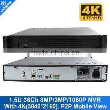 1.5U Casing 36 Channel 8MP/3MP/1080P 36CH 4K NVR Support Onvif Wifi,3G P2P Goolink View