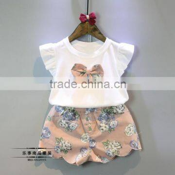 Good Quality Summer New Korean Children's Clothing Girls Short Sleeve and Pant Suit