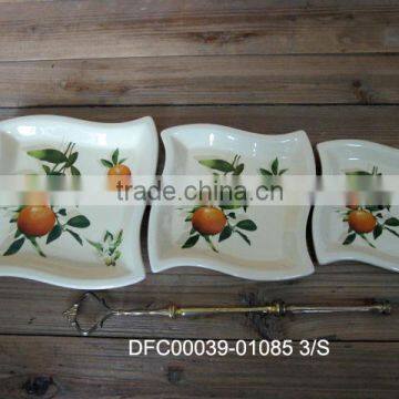 Handmade Ceramic 3 Layer Cake/ Candies Plate for Party