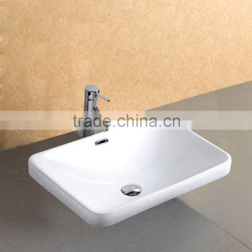 Rectangular Shaped Above Counter Mounted Ceramic Basin