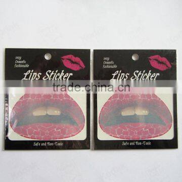 Custom pink leopard water transfer temporary lip tattoo sticker sexy waterproof lip sticker non-toxic lip tattoo paste factory