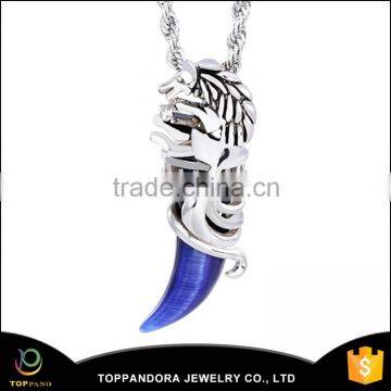 Funny Stainless steel cow horn shaped inlay colorful pendant jewelry