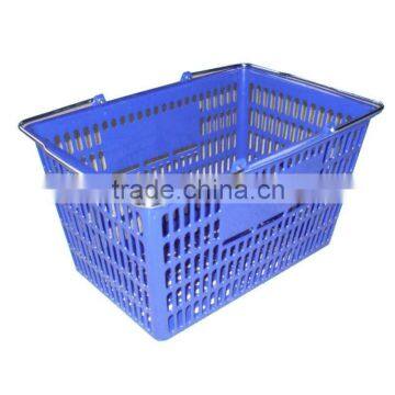 Plastic Shopping Basket with Metal Plated Handle