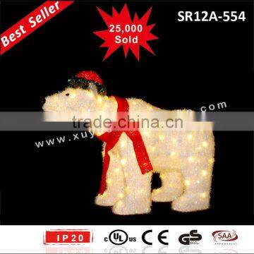 UL listed Tinsel Christmas polar bear with lights