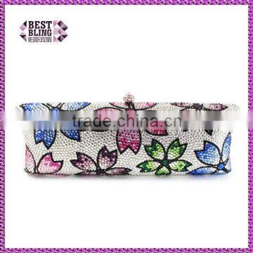 Flowers pattern rhinestone indian clutch purses wholesale (B1008-SHF)