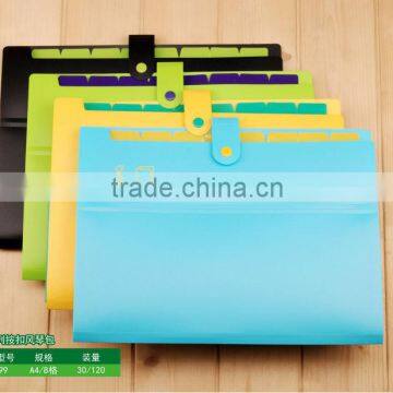 Colorful 8 pockets file folder with button