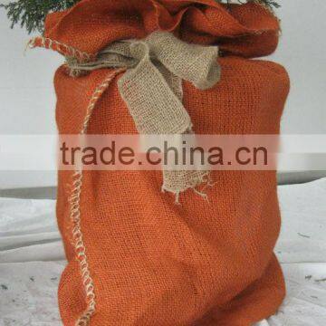 jute sack with dying and natural sewing line