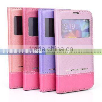 For Samsung Galaxy S5 case, Smart slide easy call window flip leather phone case for Samsung Galaxy S5