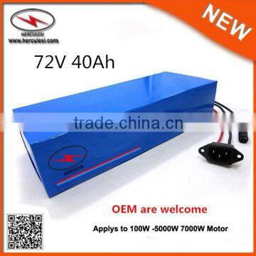 Super Capacity 72V Lithium Battery Pack with 100A BMS 5A Charger for 5000W 7000W 40Ah Pana sonic Electric Bike Battery