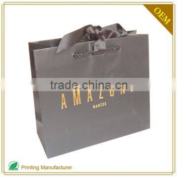 Gray Cement Paper Bag Design Supplier With Ribbon And Rope Handle