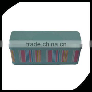 metal pencil tin box/customized pencil tin box/rectangle hinged metal pencil pen tin box