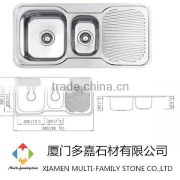 Popular stainless steel kitchen sink with drain board ID-07