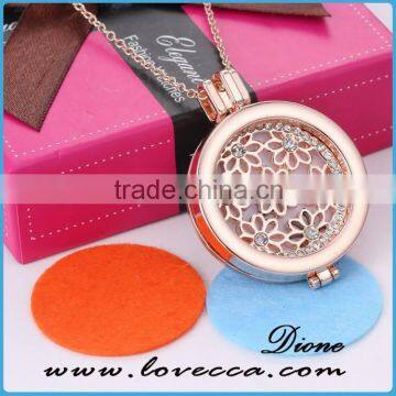 Rose gold Aroma Jewelry Essential Oil Diffusing Locket Pendant Necklace For Aromatherapy